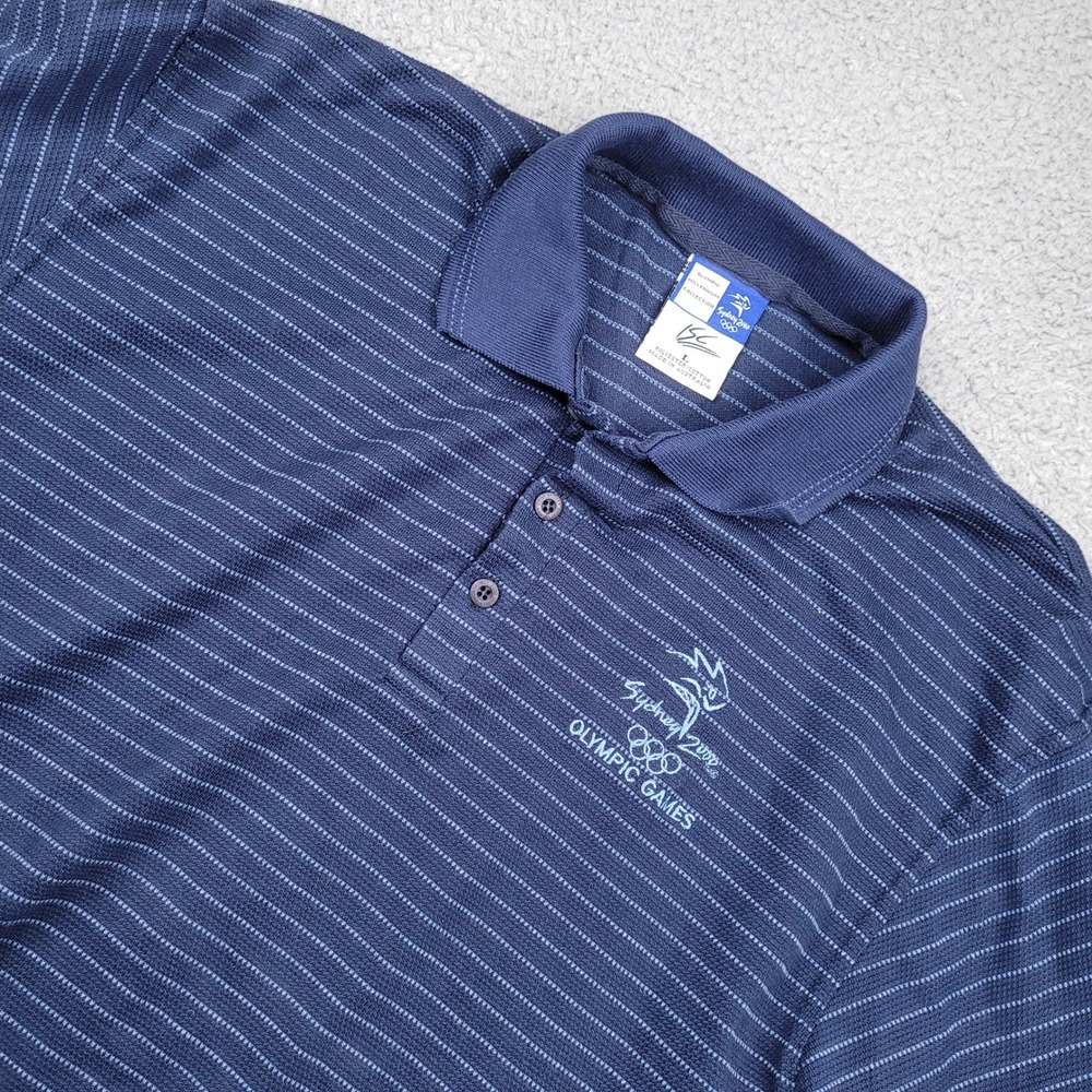 Sydney 2000 Olympic Games Polo Shirt Mens L Striped Blue‎ Millennium Collection